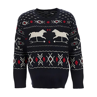 Polo Ralph Lauren FW22 Black Geometric Knit Wool Pullover Sweater. 710879111-001
