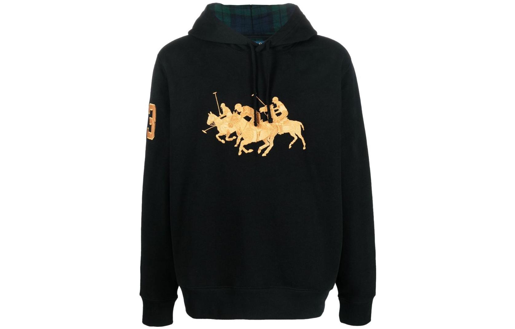 Polo Ralph Lauren FW22  Black Logo Print Hooded Jacket. 710880189-001