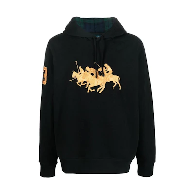 Polo Ralph Lauren FW22 Black Logo Print Hooded Jacket. 710880189-001