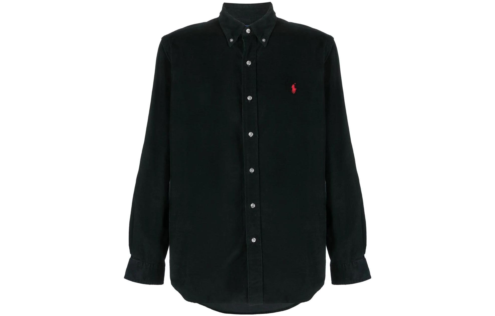 Order Polo Ralph Lauren FW22 Camisa Negra de Manga Larga con Logo Sólido. 710853123V-003