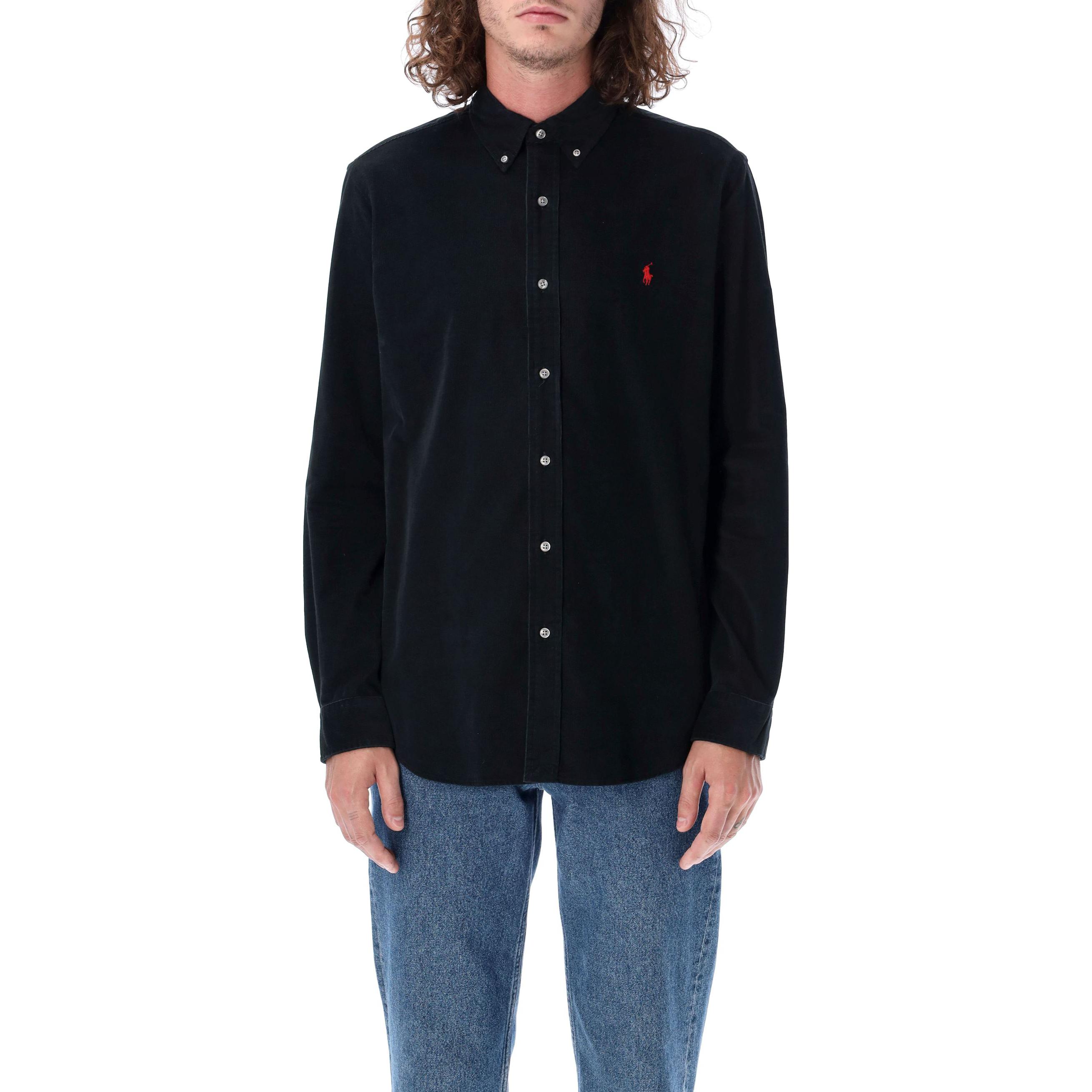 Shop Polo Ralph Lauren FW22 Camisa Negra de Manga Larga con Logo Sólido. 710853123V-003
