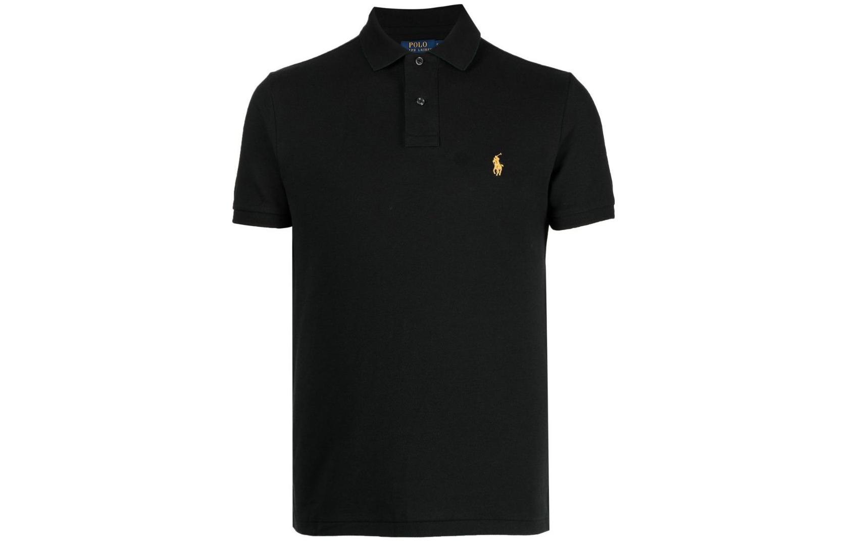Polo Ralph Lauren FW22  Black Short Sleeve Polo Shirt with Pony Logo. 710880327-001