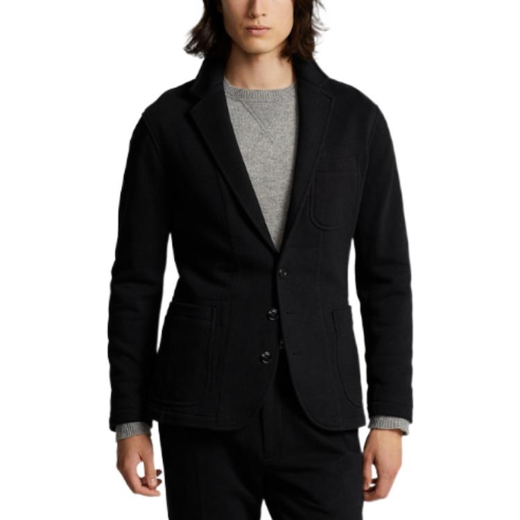 Shop Polo Ralph Lauren FW22 黑色簡約單排扣長袖西裝外套. MNPOSPC27620320-001