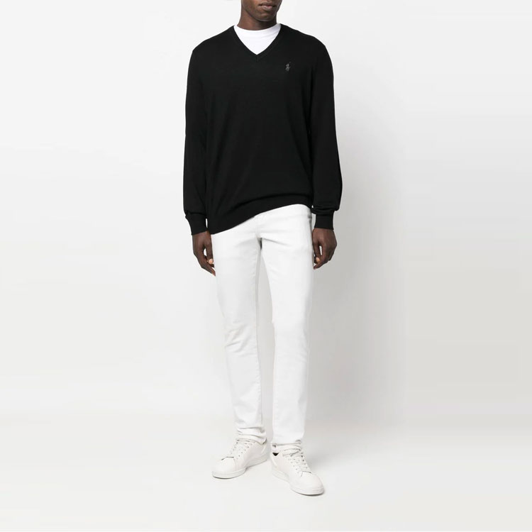 Polo Ralph Lauren FW22  Black V-Neck Wool Sweater with Pony Embroidery. 710876848-001 圖 3