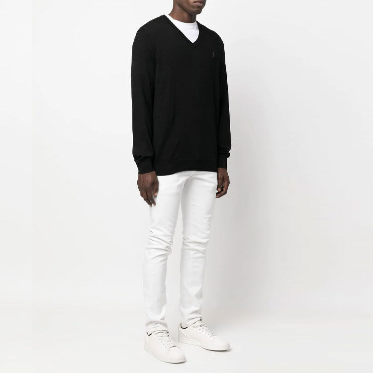 Polo Ralph Lauren FW22  Black V-Neck Wool Sweater with Pony Embroidery. 710876848-001 圖 5