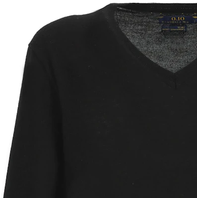 Polo Ralph Lauren FW22 Black V-Neck Wool Sweater with Pony Embroidery. 710876848-001 Details for Polo Ralph Lauren FW22 Black V-Neck Wool Sweater with Pony Embroidery. 710876848-001