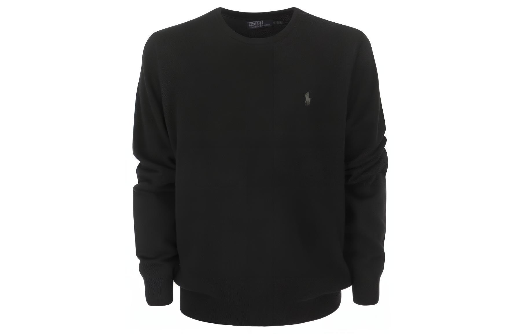 Polo Ralph Lauren FW22  Black Wool Pullover Sweater with Embroidered Logo. 710876714-003