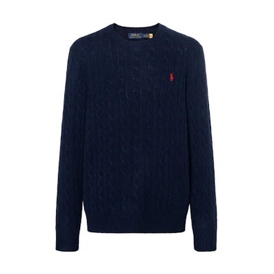 Polo Ralph Lauren FW22 Blue Cable Knit Cashmere Sweater. 16821187-400