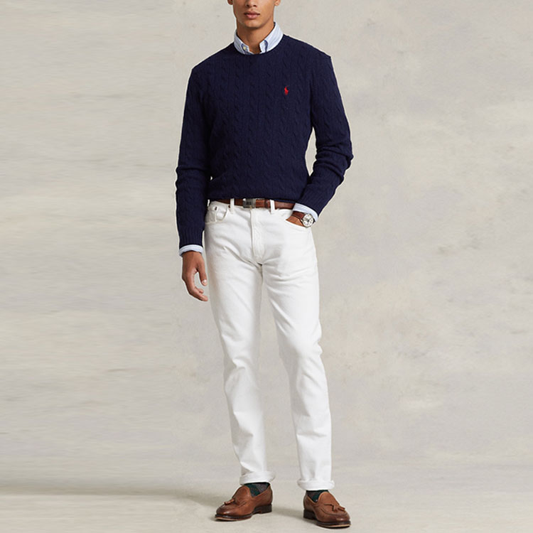 Lookbook Polo Ralph Lauren 2022秋冬蓝色羊绒针织毛衣. 16821187-400