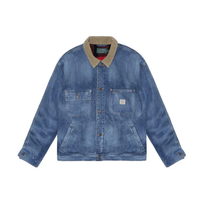 Polo Ralph Lauren FW22 Blue Denim Jacket with Collar and Single Button. 710878823-001