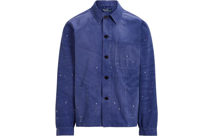 Polo Ralph Lauren FW22  Blue Denim Jacket with Paint Splatter Details. MNPOOTW16020868-400