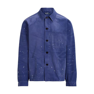 Polo Ralph Lauren FW22 Blue Denim Jacket with Paint Splatter Details. MNPOOTW16020868-400