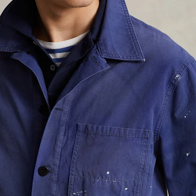 폴로 랄프 로렌 FW22 블루 데님 페인트 스플래터 디테일 재킷. MNPOOTW16020868-400 Details for 폴로 랄프 로렌 FW22 블루 데님 페인트 스플래터 디테일 재킷. MNPOOTW16020868-400