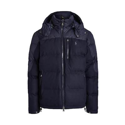 Polo Ralph Lauren FW22 Blue Puffer Jacket with High Collar and Zip-Front. MNPOOTW16020961