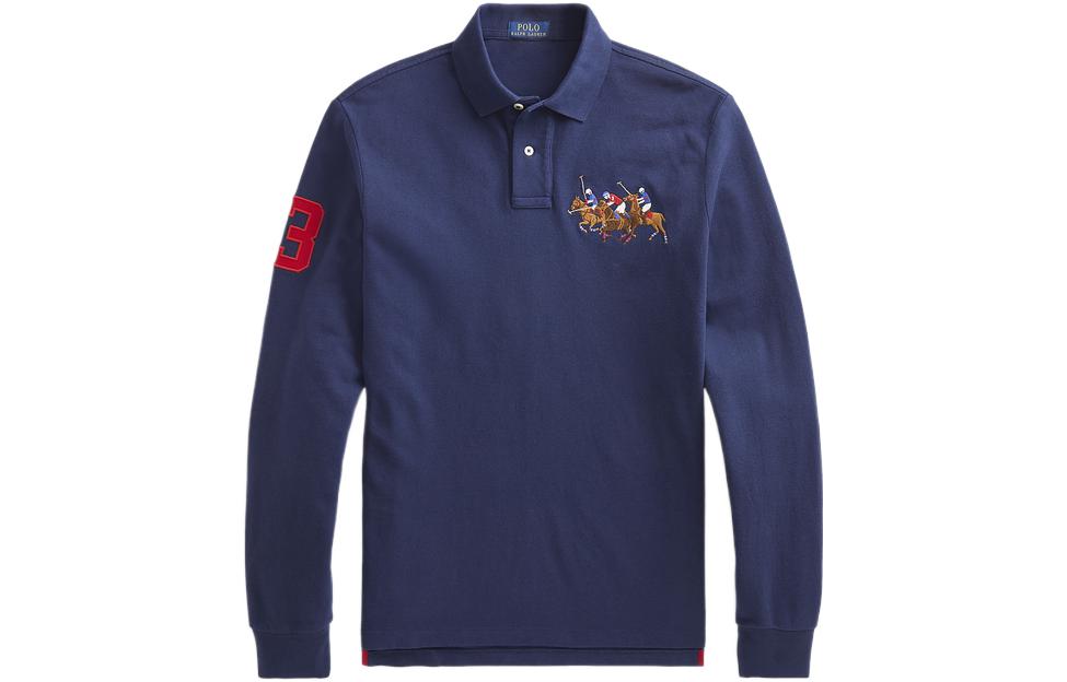 Order Polo Ralph Lauren FW22经典三马标刺绣海军蓝长袖POLO衫. MNPOKNI16820912-410