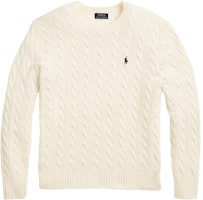 Polo Ralph Lauren FW22 Cream Cashmere Cable Knit Sweater with Logo Embroidery. 710876762-010 Polo Ralph Lauren FW22 Cream Cashmere Cable Knit Sweater with Logo Embroidery. 710876762-010