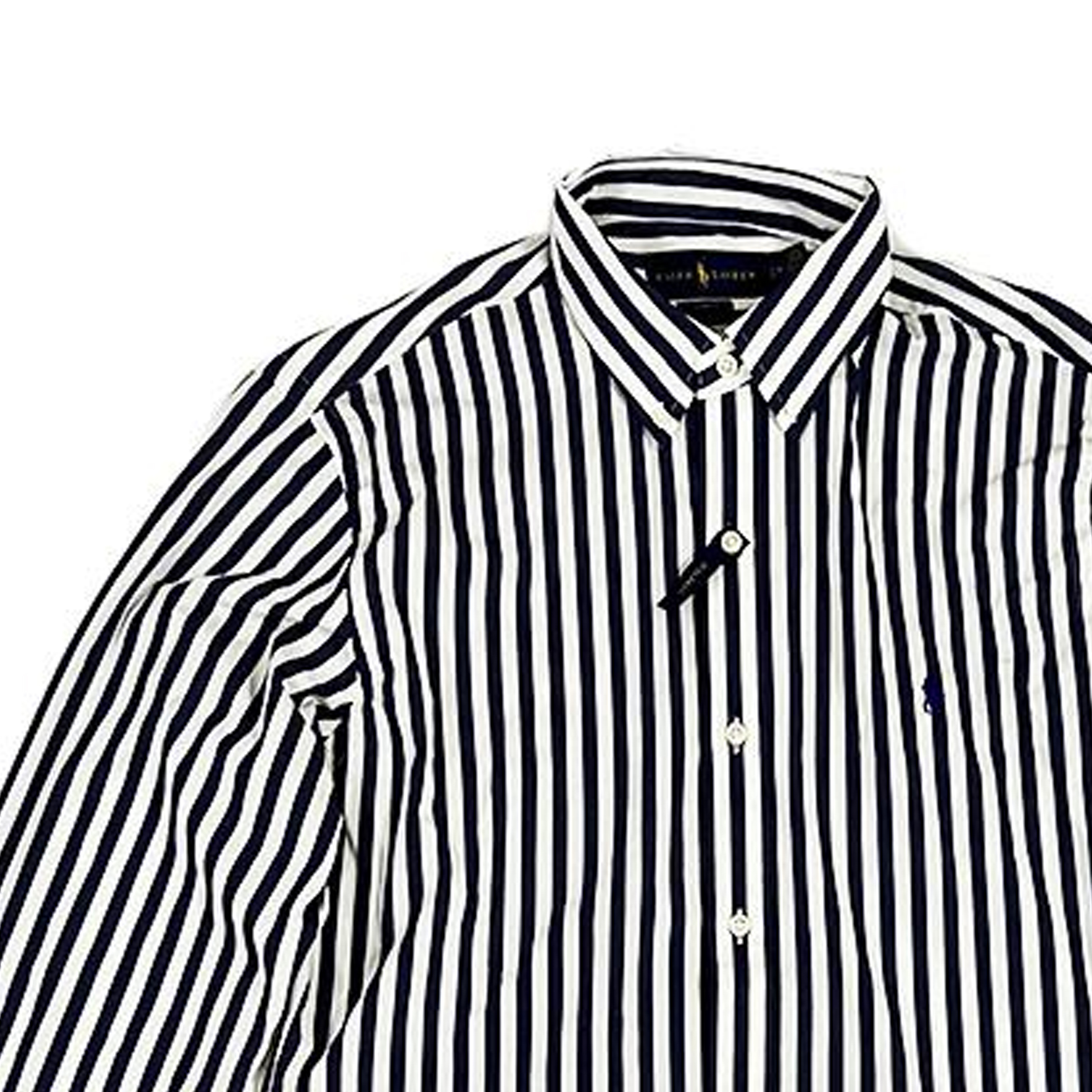 Purchase Polo Ralph Lauren FW22 刺绣标志条纹长袖衬衫 海军蓝. 710844540-005