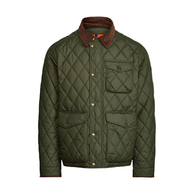 Polo Ralph Lauren FW22 Green Quilted Jacket with Contrast Collar MNPOOTW16020663-301