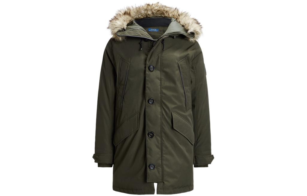 Polo Ralph Lauren FW22  Green Solid Down Hooded Zip Jacket MNPOOTW16020013