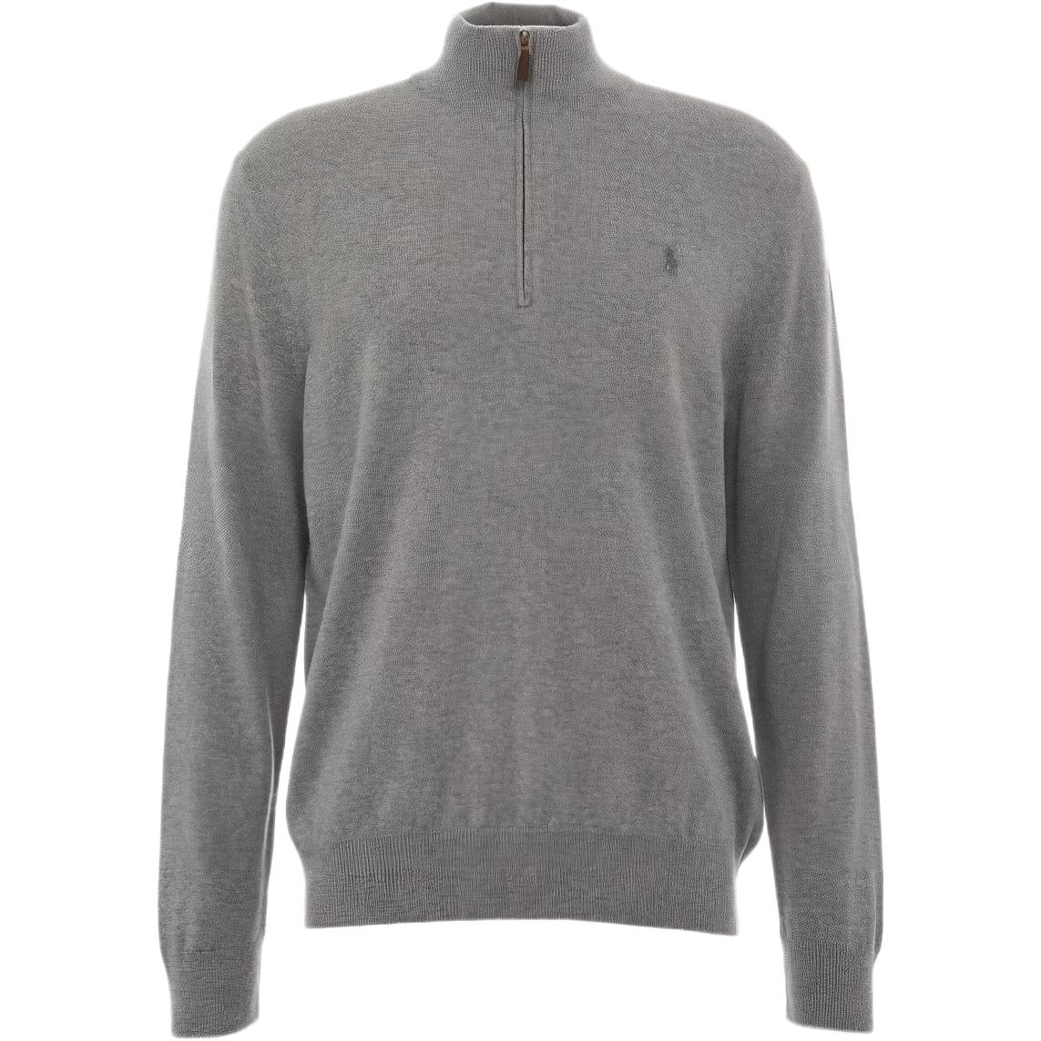 Polo Ralph Lauren FW22  Grey Half-Zip Wool Sweater with Embroidered Logo. 710876756-009