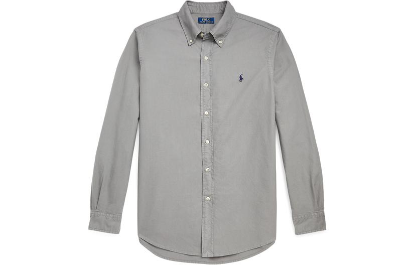 Polo Ralph Lauren FW22  Grey Long Sleeve Shirt with Embroidered Logo. MNPOWOV16822684-020