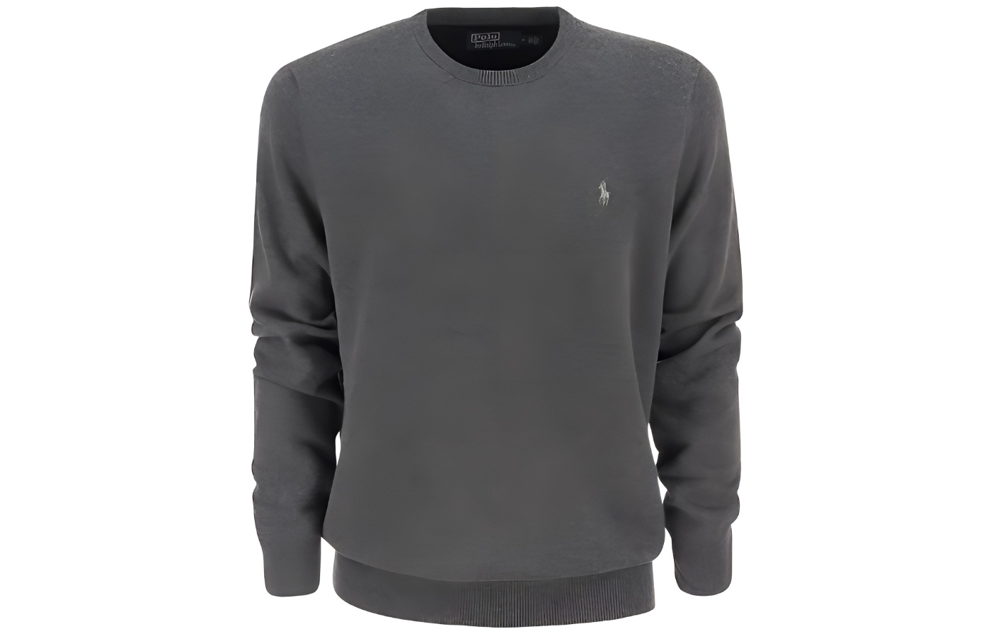 Polo Ralph Lauren FW22  Grey Wool Knit Crewneck Sweater with Logo Embroidery 710876714-008