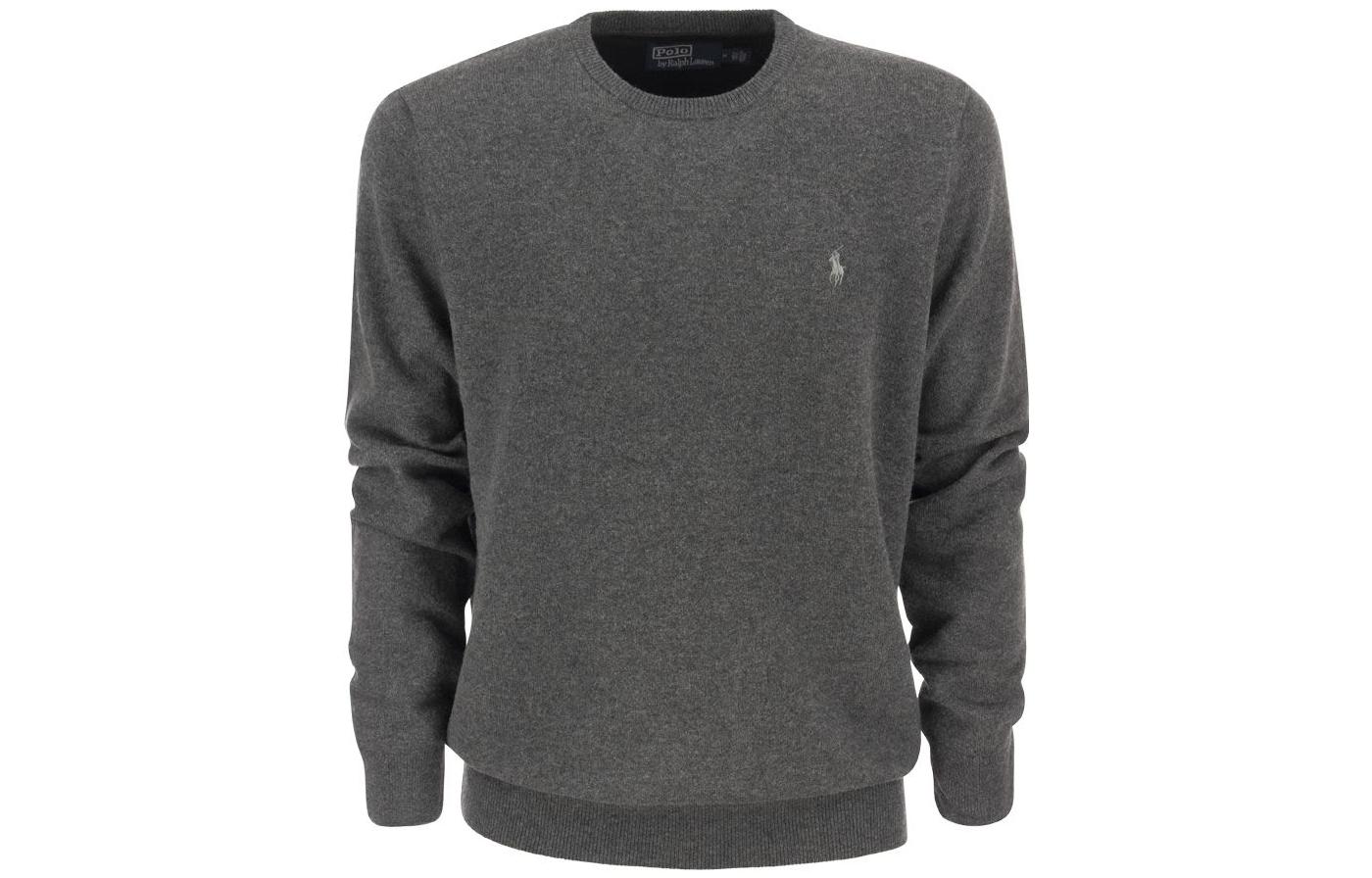 Polo Ralph Lauren FW22  Grey Wool Knit Crewneck Sweater with Logo Embroidery 710876714-008 圖 2