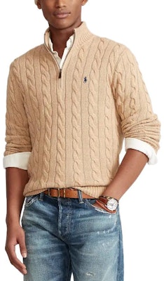 Polo Ralph Lauren FW22 半拉鍊羊絨麻花毛衣 卡其色毛衣. MNPOSWE16820593-200 Details for Polo Ralph Lauren FW22 半拉鍊羊絨麻花毛衣 卡其色毛衣. MNPOSWE16820593-200