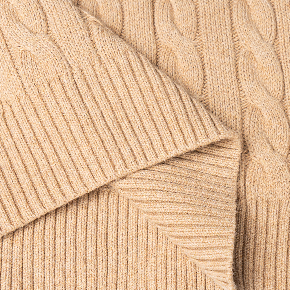 Sizing Polo Ralph Lauren FW22 半拉鍊羊絨麻花毛衣 卡其色毛衣. MNPOSWE16820593-200