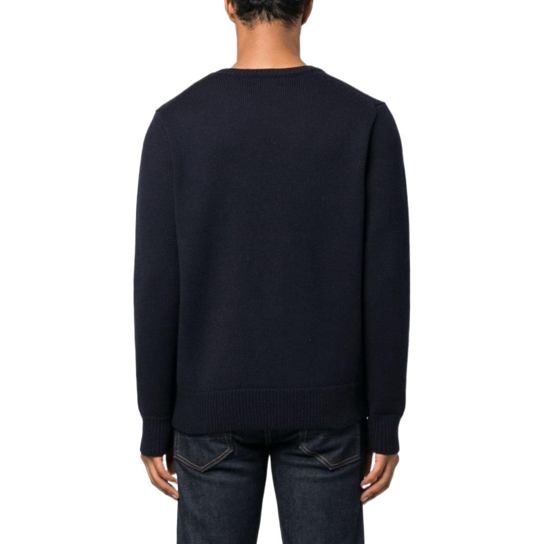 Shop Polo Ralph Lauren FW22 海軍藍字母Logo圓領毛衣 710878487-001