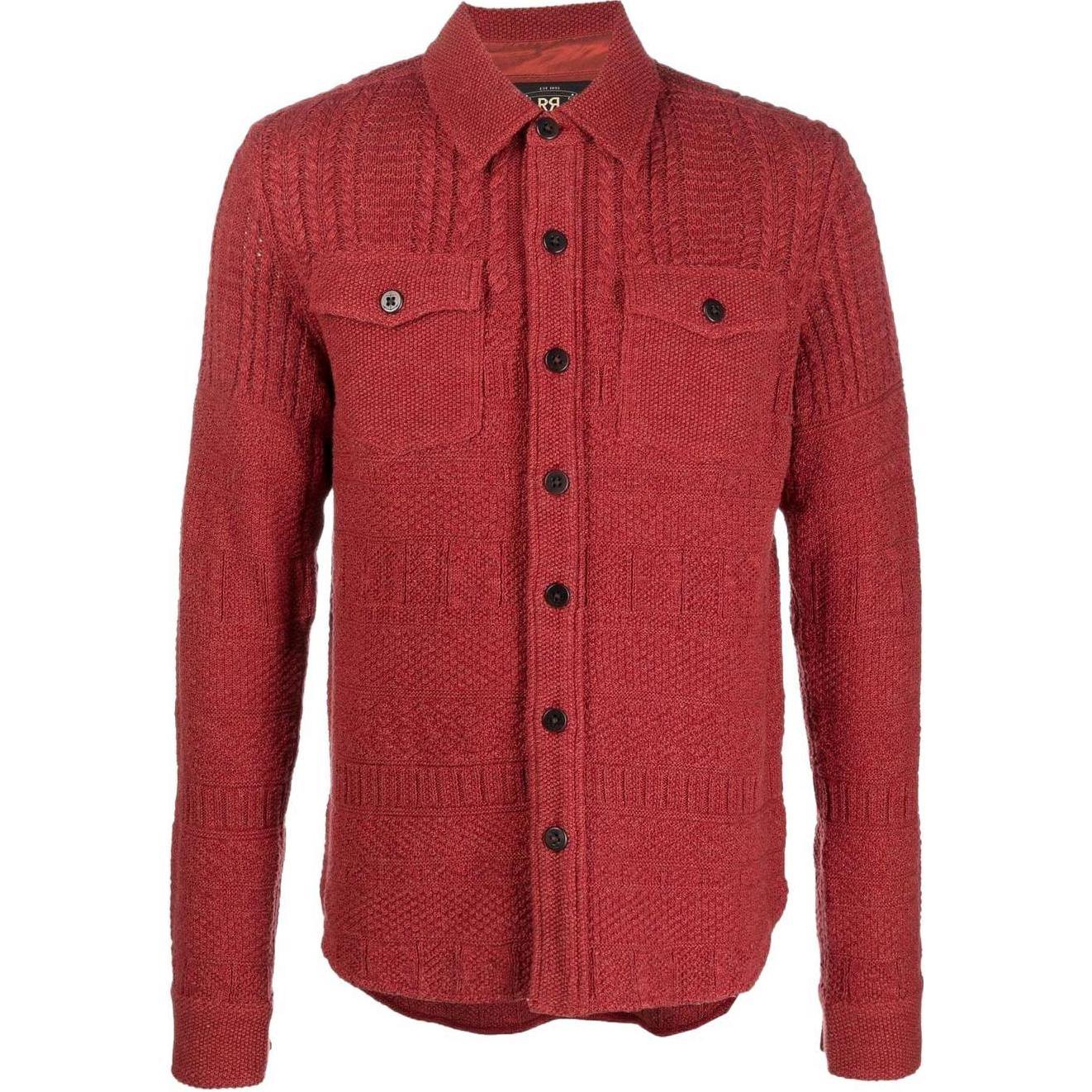 Polo Ralph Lauren FW22  Red Solid Single-Breasted Knit Long-Sleeve Shirt 782857183-001