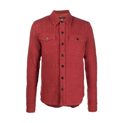 Polo Ralph Lauren FW22 Red Solid Single-Breasted Knit Long-Sleeve Shirt 782857183-001