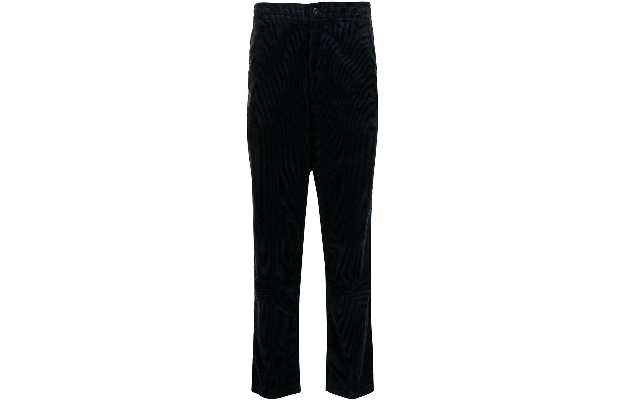 Order Polo Ralph Lauren FW22 Celana Kasual High-Waist Ribbed Biru Navy. 710811523-003