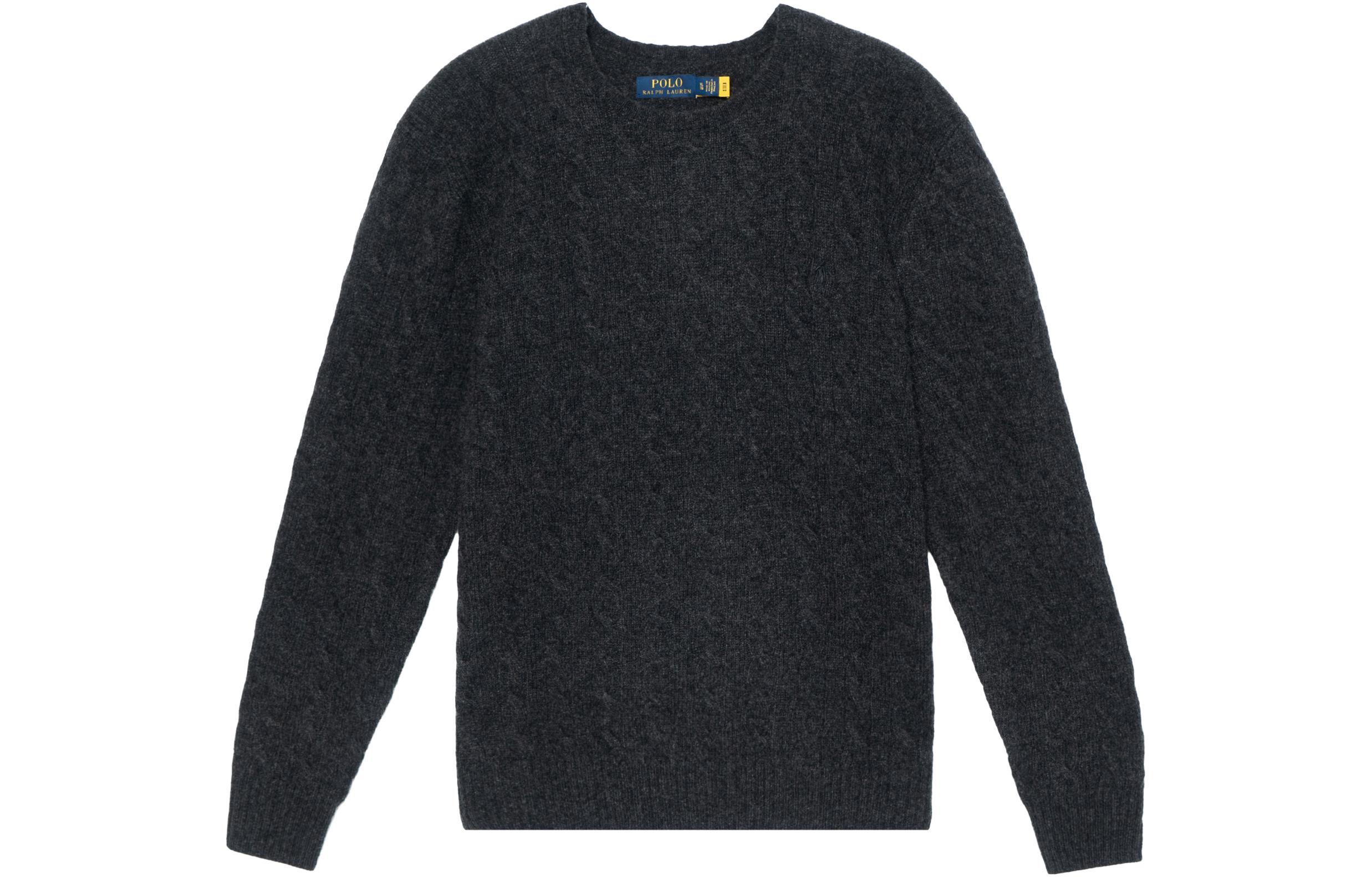 Polo Ralph Lauren FW22  Solid Ribbed Round Neck Sweater Grey. 710876762-013