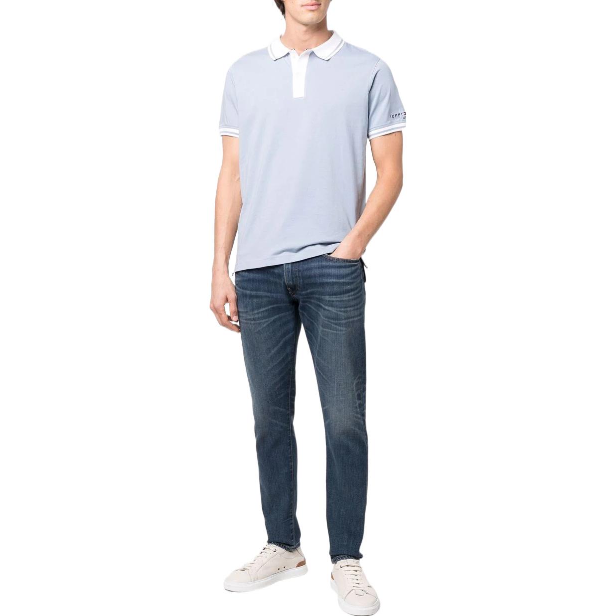 Lookbook 폴로 랄프 로렌 FW22 솔리드 워시드 스트레이트 진 블루 710855999-001