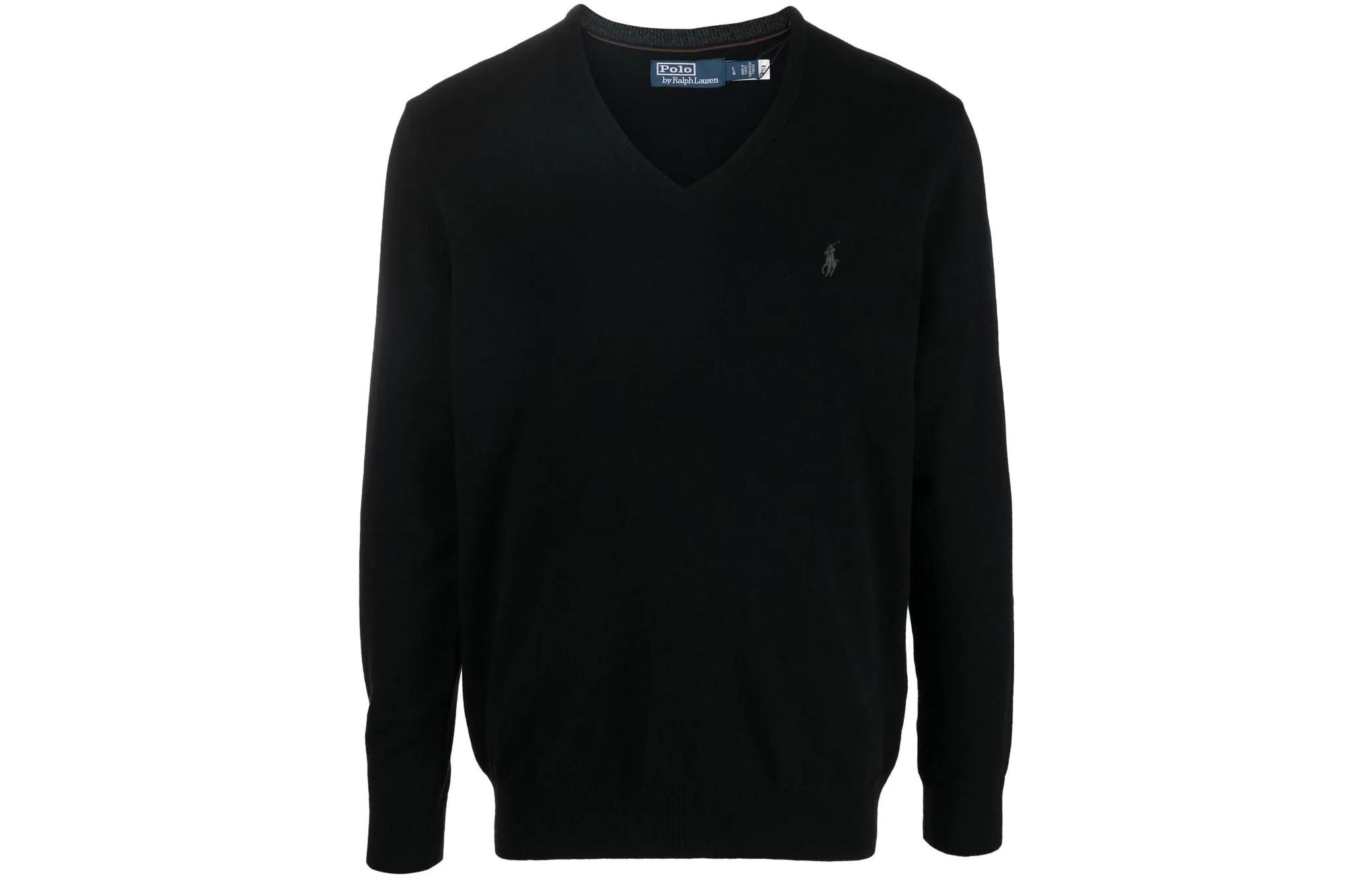 Polo Ralph Lauren FW22  V-Neck Logo Embroidered Pullover Sweater Black 710876707-004 圖 2