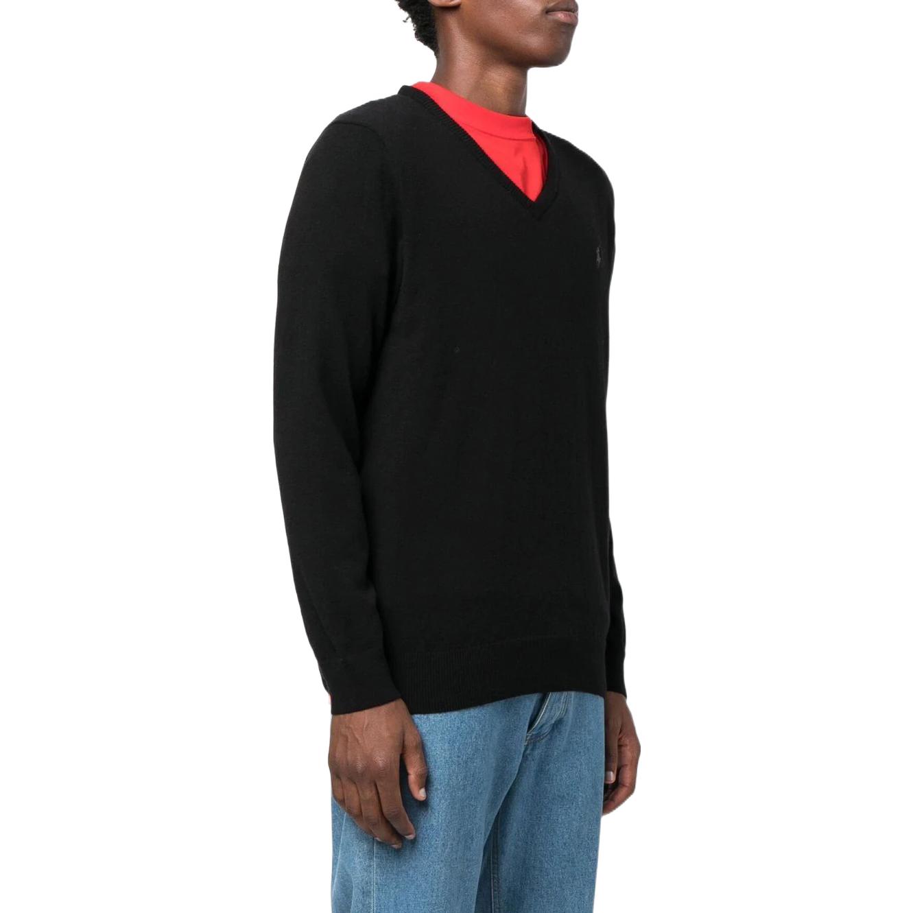 Polo Ralph Lauren FW22  V-Neck Logo Embroidered Pullover Sweater Black 710876707-004 圖 5
