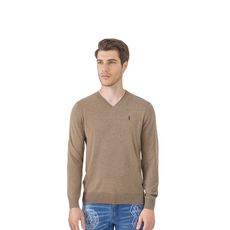 Polo Ralph Lauren FW22  V-Neck Pullover Sweater Brown with Embroidered Pony. 710876707-007 圖 5