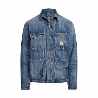 Polo Ralph Lauren FW22 Washed Denim Jacket with Pocket Detail - Blue. MNPOOTW16020881