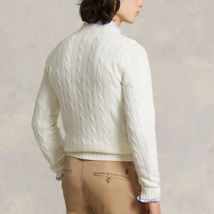 Polo Ralph Lauren FW22  White Cable-Knit Cashmere Sweater Pullover. MNPOSWE16821231-101 圖 5