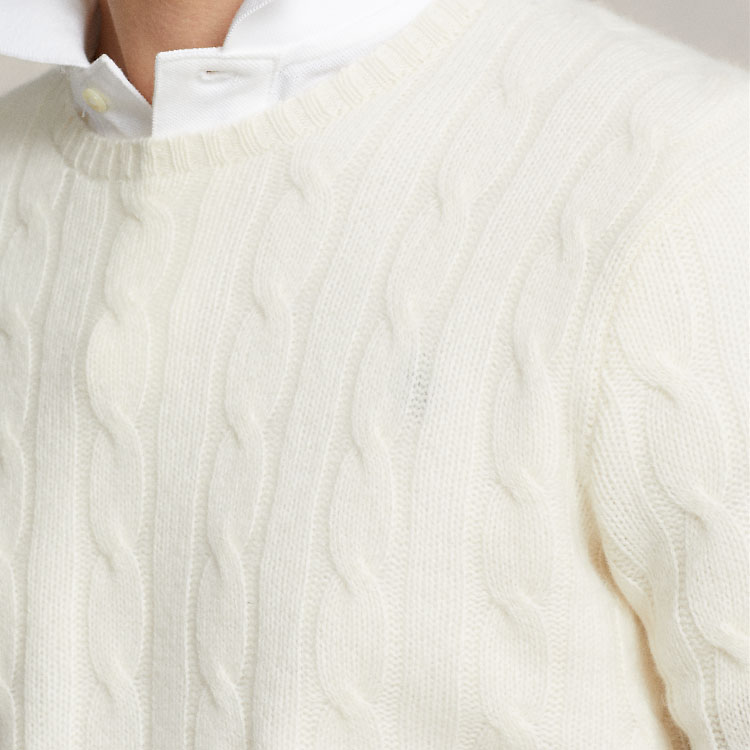 Polo Ralph Lauren FW22  White Cable-Knit Cashmere Sweater Pullover. MNPOSWE16821231-101 圖 6