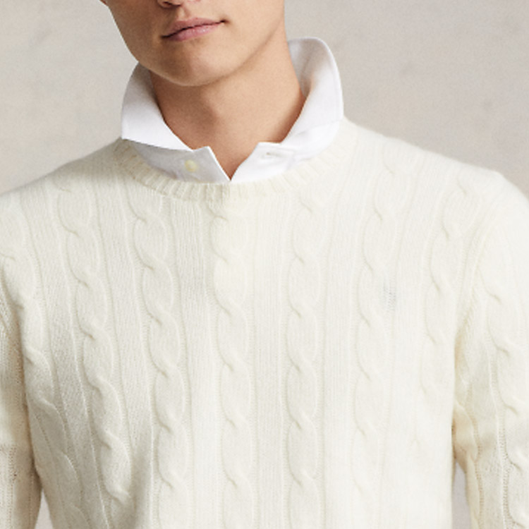 Polo Ralph Lauren FW22  White Cable-Knit Cashmere Sweater Pullover. MNPOSWE16821231-101 圖 7