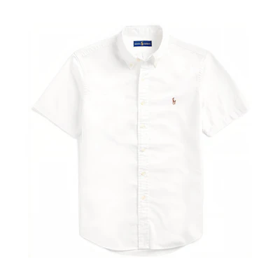 Polo Ralph Lauren FW22 White Short Sleeve Shirt with Logo Embroidery. MNPOWOV1N820049-100