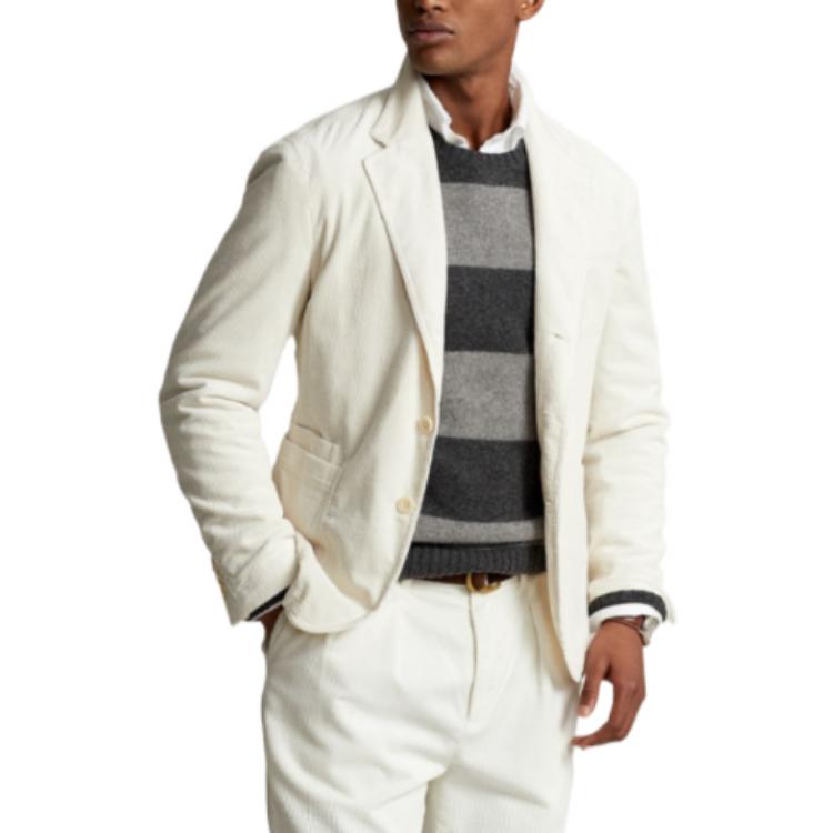 Shop Polo Ralph Lauren FW22 經典純白單排扣長袖西裝外套 MNPOSPC27620315-101