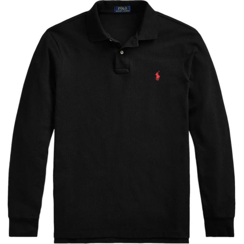 Polo Ralph Lauren FW22 Black Long Sleeve Polo Shirt with Logo Embroidery . MNPOKNI16820362-001