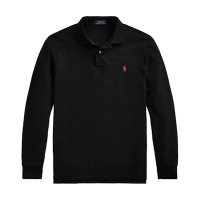 Polo Ralph Lauren FW22 Black Long Sleeve Polo Shirt with Logo Embroidery . MNPOKNI16820362-001