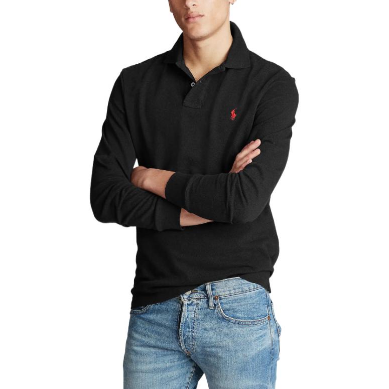 Polo Ralph Lauren FW22 Black Long Sleeve Polo Shirt with Logo Embroidery . MNPOKNI16820362-001 圖 5