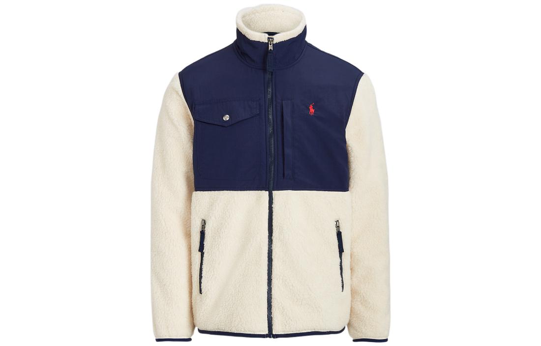 Polo Ralph Lauren FW22 Blue White Colorblock Logo Embroidered Zip Jacket MNPOKNI16822252-101