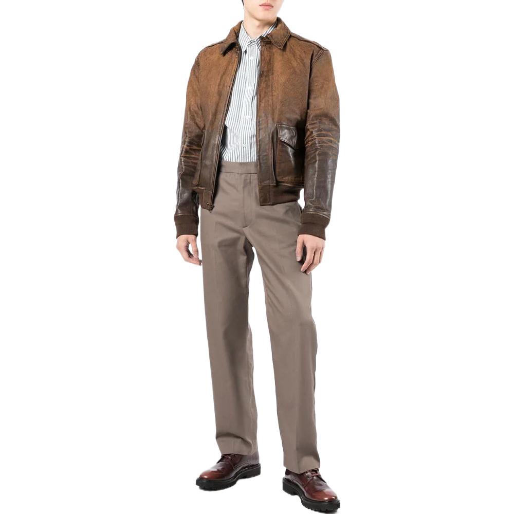 Lookbook Polo Ralph Lauren 男裝棕色長袖立領拉鍊夾克 FW22 710861509-001