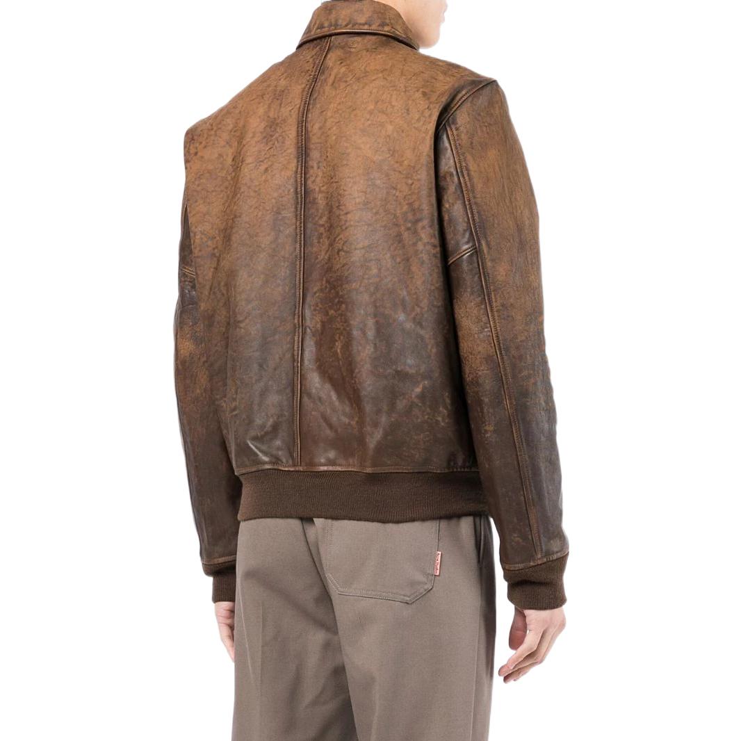 Shop Polo Ralph Lauren 男裝棕色長袖立領拉鍊夾克 FW22 710861509-001